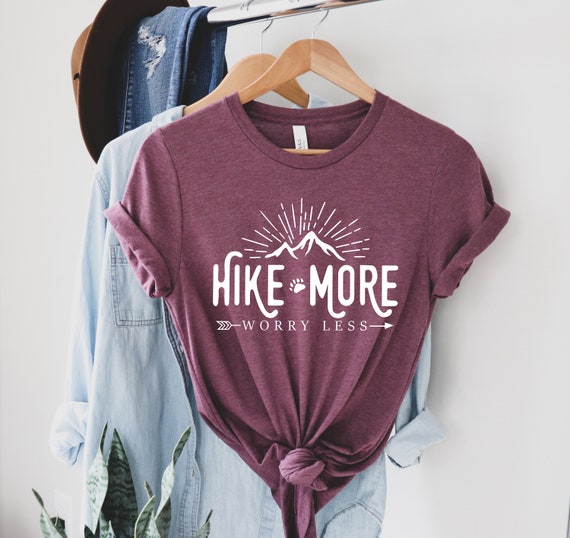 Hiking Shirt, Hike More Worry Less Ladies' Unisex T-Shirt, Adventure camping shirt, outdoors, Wanderlust shirt, arrows, women's unisex