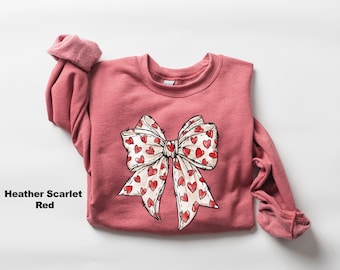 Sudadera retro coqueta para el Día de San Valentín, camiseta con lazo de corazón para San Valentín, regalo para el Día de San Valentín, camiseta con lazo coqueto, camiseta divertida para mujer para el Día de San Valentín