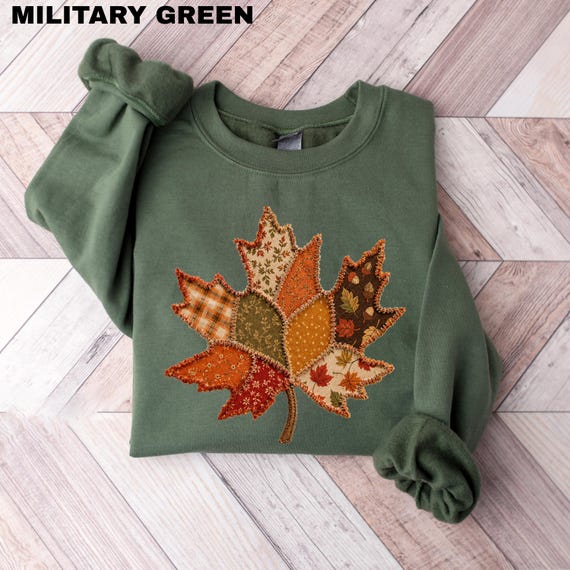 Fall Leaves Sweatshirt, Autumn Maple Leaf Crewneck, Thanksgiving Graphic Shirt, Cute Autumn Season Apparel, Cozy Fall Outfit