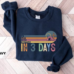 Retro Easter Jesus Sweatshirt, He Is Risen Shirt, Jesus Crewneck, Gift for Easter, Easter Outfit, Bible Verse Shirt, Easter Christian Shirt