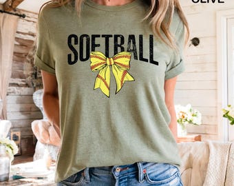 Funny Softball Bow Shirt, Softball Mom Shirt, Game Day Softball Shirt, Softball Team Shirt, Gift for Softball Fan, Womens Softball Shirt