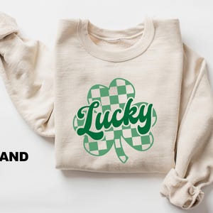 Lucky St Patrick's Day Sweatshirt, Checkered Lucky Shamrock Shirt, Funny Irish Outfit, St Patricks Gift, St Patty's Shirt, Lucky Vibe Shirt