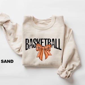 Retro Basketball Sweatshirt, Basketball Bow Shirt, Funny Basketball Shirt, Basketball game Day Outfit, Sport Mom Gift, Women Basketball Gift