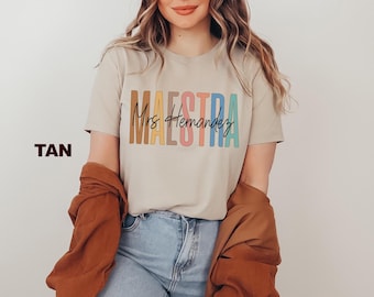 Chemise professeur personnalisée, chemise professeur Maestra, chemise professeur d'espagnol, t-shirt professeur bilingue, t-shirt bilingue, appréciation de l'enseignant