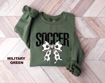 Retro Soccer Sweatshirt, Soccer Game Day Shirt, Soccer Bow Shirt, Soccer Season Shirt, Womens Soccer Outfit, Funny Sport Mom Crewneck