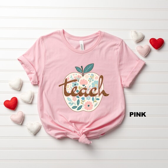 Retro Teach Shirt, Floral Teacher Shirt, Boho Teacher Shirt, Back to School Teach shirt, Teacher Appreciation gift, Cute School Teacher Tee