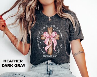 Jesus Easter Shirt, Easter Cross Bow Shirt, Easter Religious Shirt, Bible Verse Shirt, Gift For Easter, Womens Easter Shirt, Happy Easter