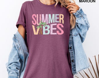 Funny Summer Vibes Shirt, Beach Shirt, Girls Trip Shirt, Women Beach Shirts, Family Vacation Matching Shirt, Hello Summer, Cool Holiday Tees