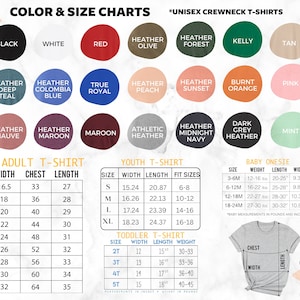 the color chart for a t - shirt with different colors