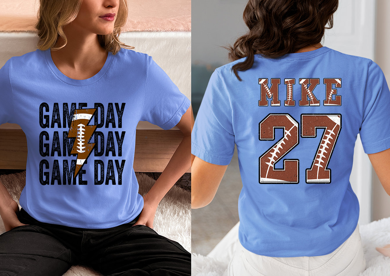 Personalized Football Game Day Shirt, Custom Game Day Mom Football Tee, Child Name & Number Football Game Season Shirt, Game Day Sports Tee