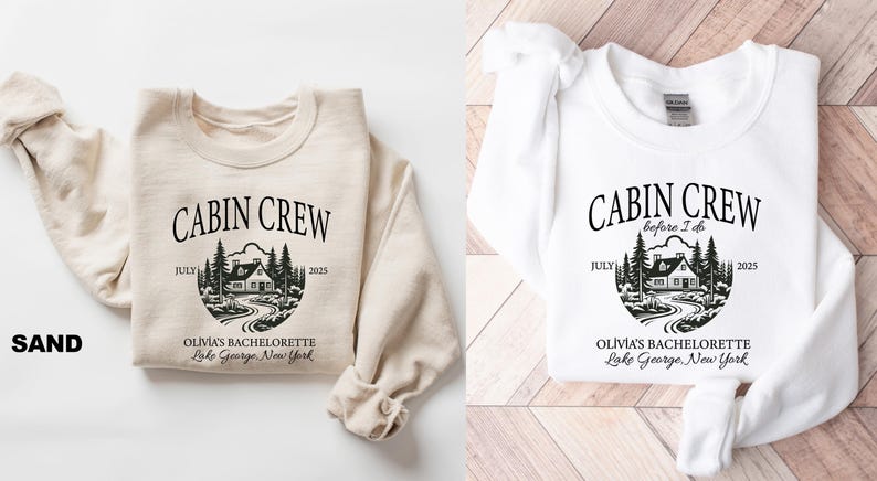 Custom Cabin Crew Bachelorette Sweatshirt, Camping Bachelorette Party Shirt, Bachelorette Favors, Bachelorette Crewneck, Girls Trip Shirt image 3