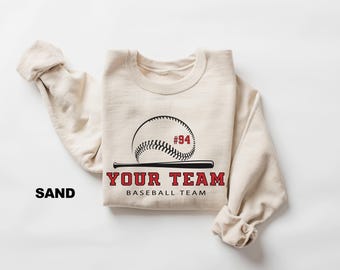 Custom Baseball Team Name Sweatshirt, Baseball Matching, Game Day Shirt, Baseball Season Shirt, Family Baseball Shirt, Baseball Mom Outfit