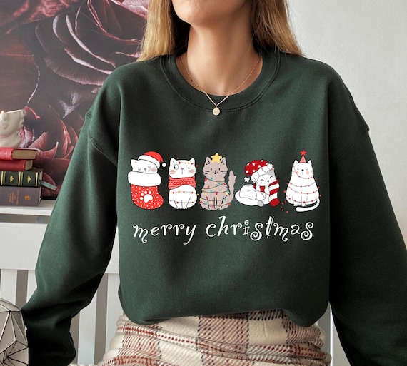 Funny Christmas Cats Shirt, Meowy Christmas Sweatshirt, Christmas Shirt, Cat Lover Christmas Gift, Merry Christmas Shirt, Womens Christmas