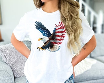 Eagle with American Flag Shirt, American Eagle Shirt, 4th of July Outfit, Patriotic Shirt, USA flag Shirt, Independence Day Shirt, USA shirt