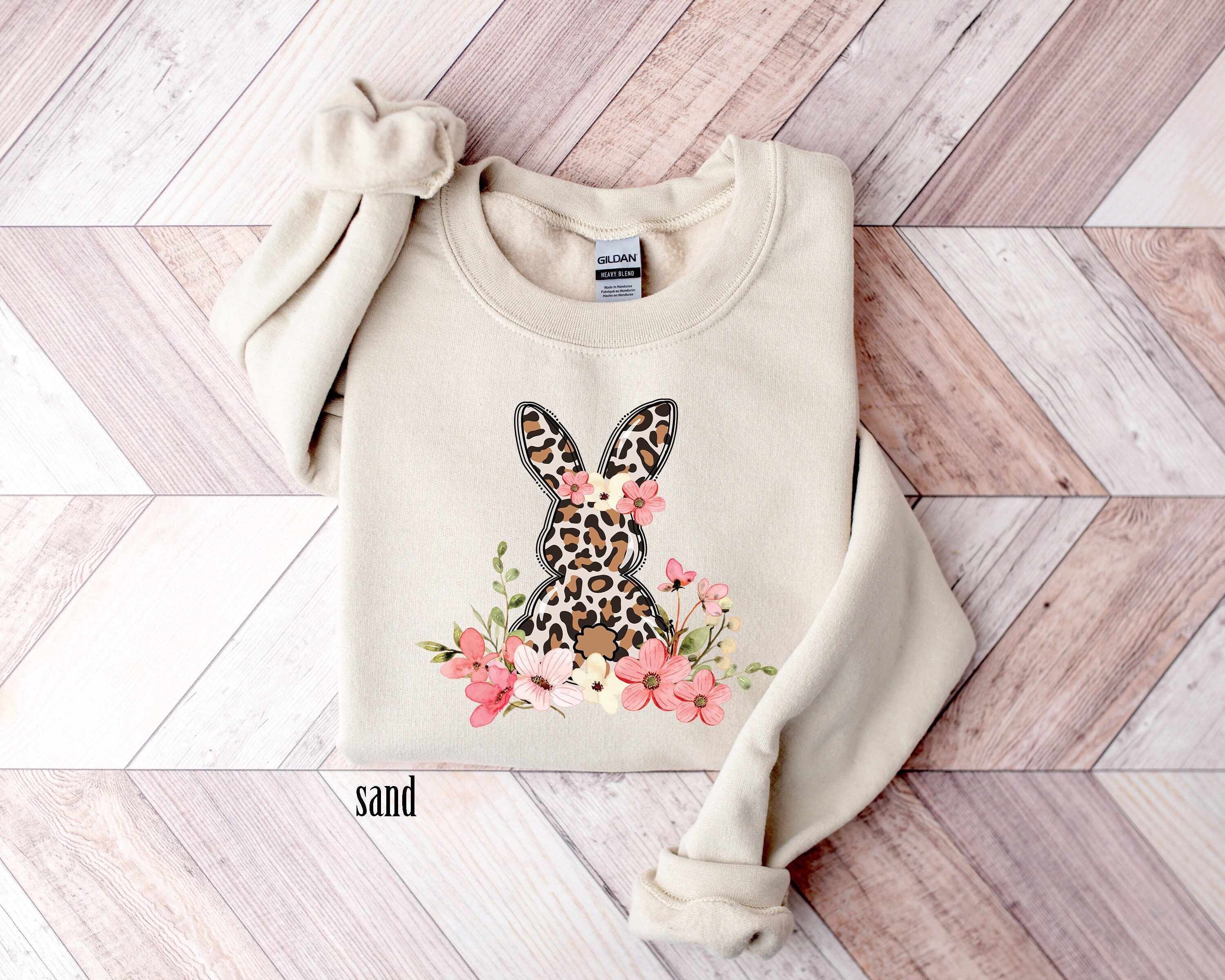 Floral Bunny Sweatshirt, Cute Easter Sweatshirt, Spring