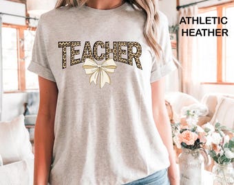 Leopard Teacher Shirts, Cute Teacher Shirts, Funny Teacher Bow Tee, Teacher Appreciation, Back to School, Teacher Team Gifts, Back to School