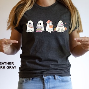 Ghosts Reading Books Shirt, Books Lover Ghost Gift Tee, Cute Little Ghost Tee, Womens Halloween Shirt, Spooky Book Shirt, Halloween Shirt