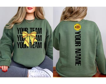 Funny Softball Sweatshirt, Funny Softball Crewneck, Womens Softball Outfit, Softball Bow Shirt, Softball Mom Gift, School Mascot Sweatshirt