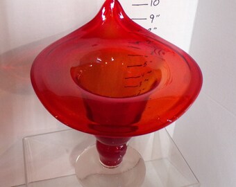 2209 Amberina Glass Jack in the Pulpit Vase Beautiful Vintage Huge 11" - Clear Foot- Good Condition No Chips or Cracks