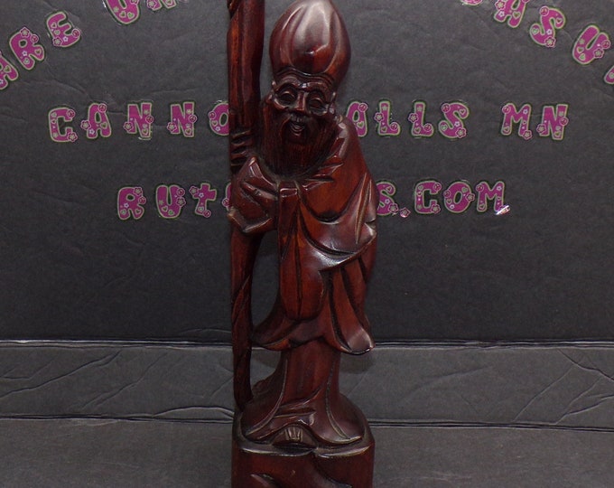 2212 Wooden Statue Figurine 12" Handcrafted Vintage - Made in Thailand - Good Vintage Condition