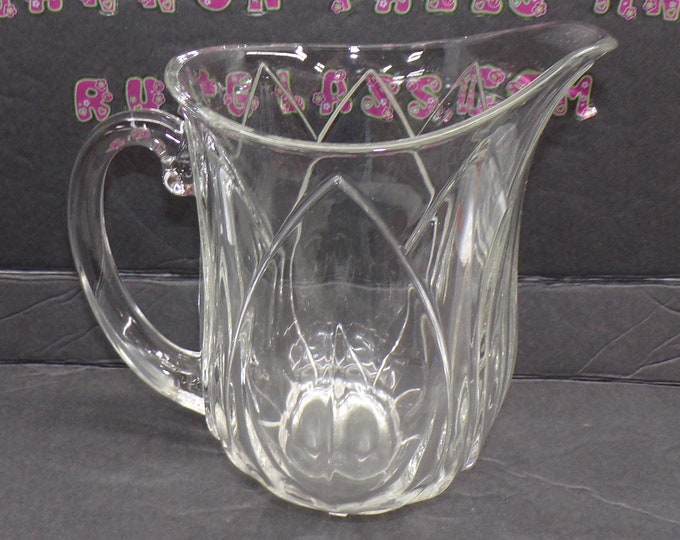 2212 Embossed Tulip Design Vintage 8.25" Lead Crystal Pitcher - Great Condition No Chips or Cracks