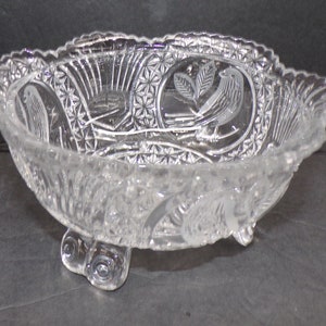 Hofbauer Byrdes (birds) Footed 24% Lead Crystal 7.5"W x 4"T Bowl - No Chips or Cracks