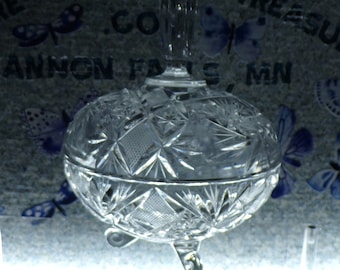 VINTAGE Anchor Hocking  Star of David 7" Glass Large Candy Dish LID only 7" WIDE 