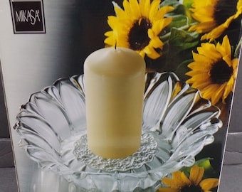 2212 Mikasa Sunflower Frost 11" 24% Lead Crystal Vintage Pillar Candle Holder / Centerpiece Serving Bowl SA991/556 - Germany - New in Box