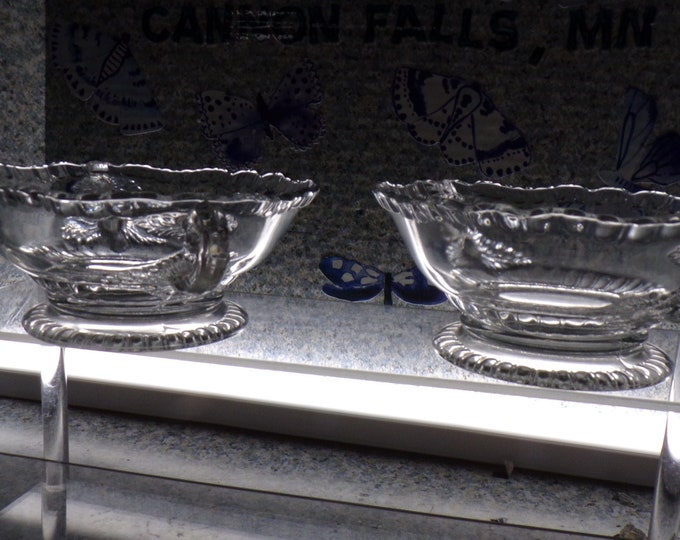 2210 Double Handle Footed Embossed 5" Vintage Bowls - No Chips or Cracks