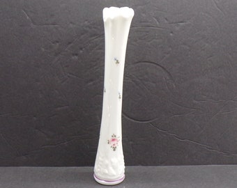 2211 Westmoreland Milk Glass 10.5" Vintage Bud Vase with Hand painted Roses