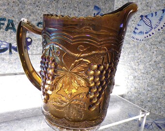 2209 Imperial Glass Grape and Cable 6.5" Tall Vintage Mini Pitcher- Small Chip at Base