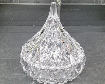 2403 HFC Hershey Kiss 6" 24% Lead Crystal Vintage 1994 Trinket - Candy Dish with Lid - Great Condition No Chips or Cracks