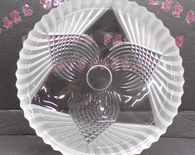2212 Indiana Colony Glass Rosetta Clear & Frosted Floral 12" Vintage Serving Platter - New in Open Box