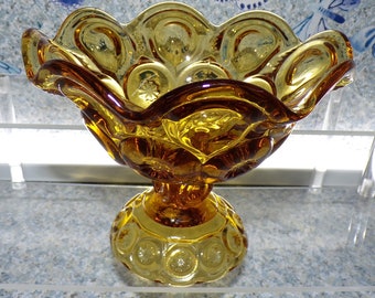 2209 LE Smith Moon & Star Amber 6" Vintage Footed Pedestal Compote