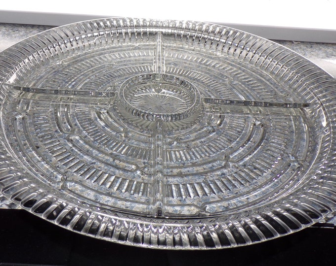 2207 Divided Dish Serving Tray Platter Vintage 14" Glass - Good Condition No Chips or Cracks