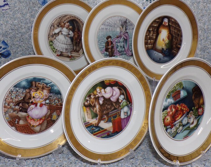 2210 Royal Copenhagen Denmark 1975 Hans Christian Andersen Plates Set of 6 Listed Below - No Chips or Cracks