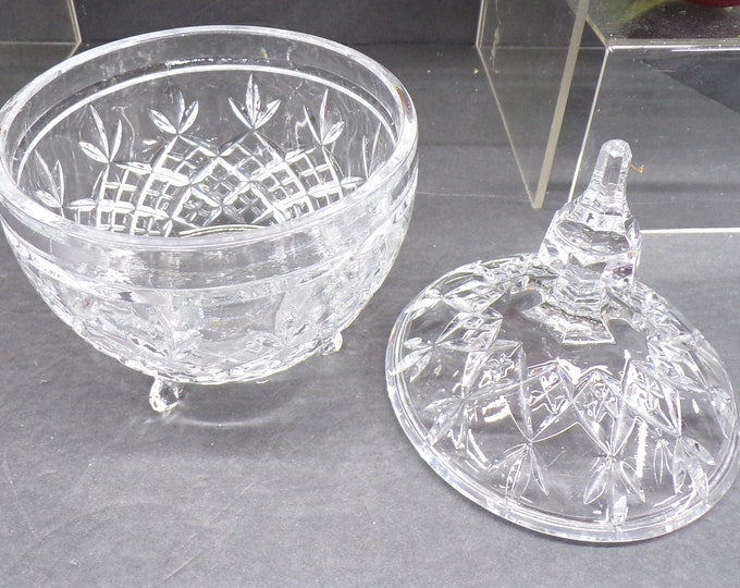 2304 Pineapple Cut 3 Footed 24% Lead Crystal Candy Dish with Steeple Lid Vintage 5.5" Wide x 9" Tall- One Tiny Chip on Steeple tip