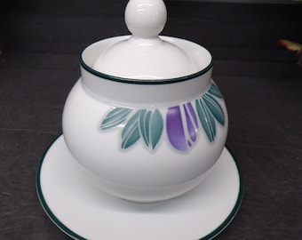 2309 Dansk Eden Set Made in Portugal 4" Covered Sugar Bowl w/ 1 Saucer