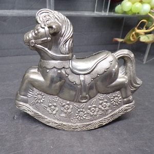 2309 Leonard Silverplated 5.5&quot; Rocking Horse Savings Bank, Vintage 1980&#39;s Made in Italy - Good Condition