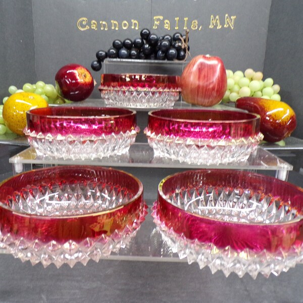 Red Glass Bowls Etsy