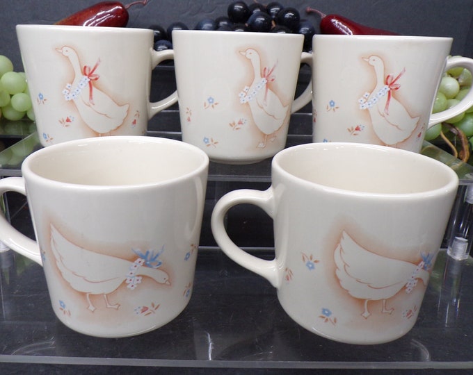 2308 Corelle Country Promenade Geese 3" Mugs Set of 5 - Great Condition