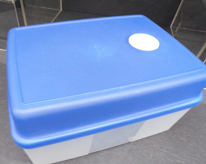 2304 Tupperware 4562-A1 8"x6"x4.5" Container Blue with Frosted Lid & Date Dial - Good Condition