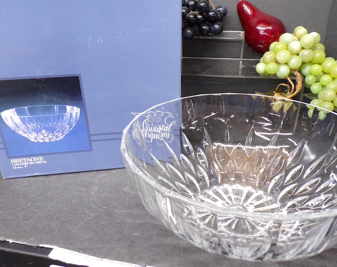 2310 Cristal d'Arques Bretagne Lead Crystal 9" Vintage Salad Fruit Bowl - New in Open Original Box