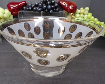 2305 Anchor Hocking G. Reeves Frosted Glass 10.75" Footed Vintage Bowl