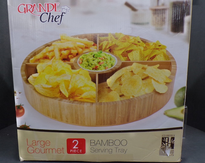 2301 Grande Chef Large Gourmet 15.5" Bamboo Serving Tray Platter - Stamped "Edina Realty Home Services" On Side - New in Package
