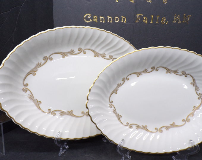 2311 Syracuse China Baroque Oval Swirl Serving Platters Vintage 1967 Set of 2 - 14" & 12" Both in Excellent Condition
