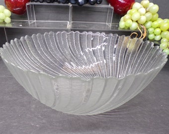 2505 Vintage Arcoroc Seabreeze Swirl Tempered Textured Glass 10" Decorative Serving Bowl Made in France - Great Condition