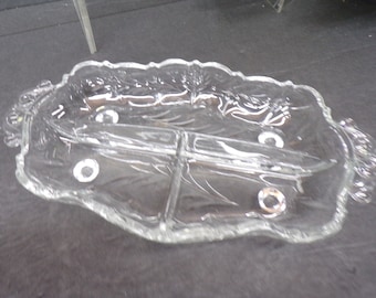 2305 Double handle 9" Vintage Footed Divided Relish Dish