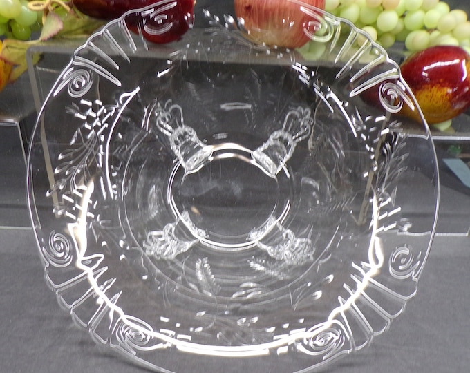 2303 Heisey Glass Embossed Floral Pattern 11" Centerpiece Serving Bowl Vintage - Some Light Scratches No Chips or Cracks
