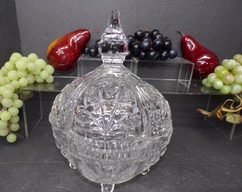 2311 Candy Dish & Finial lid CHIP in Lid Vintage Footed 24% Lead Crystal